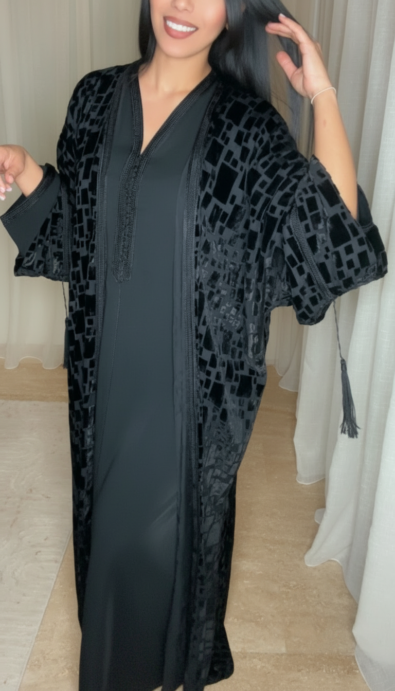 Qamis+kimono velours