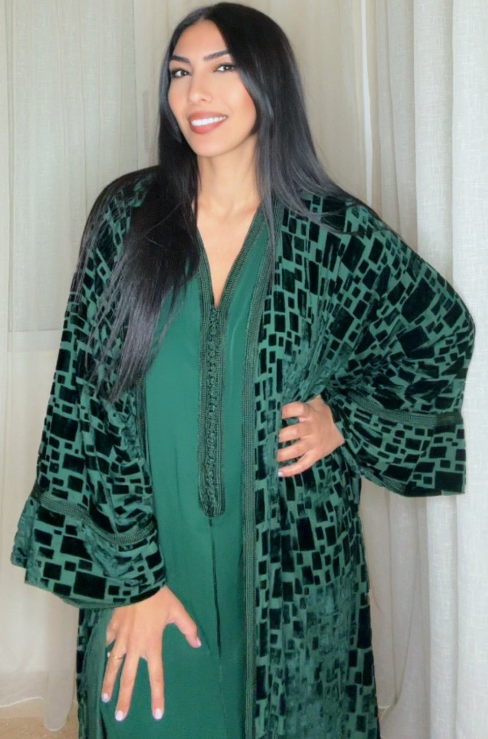 Qamis+kimono velours